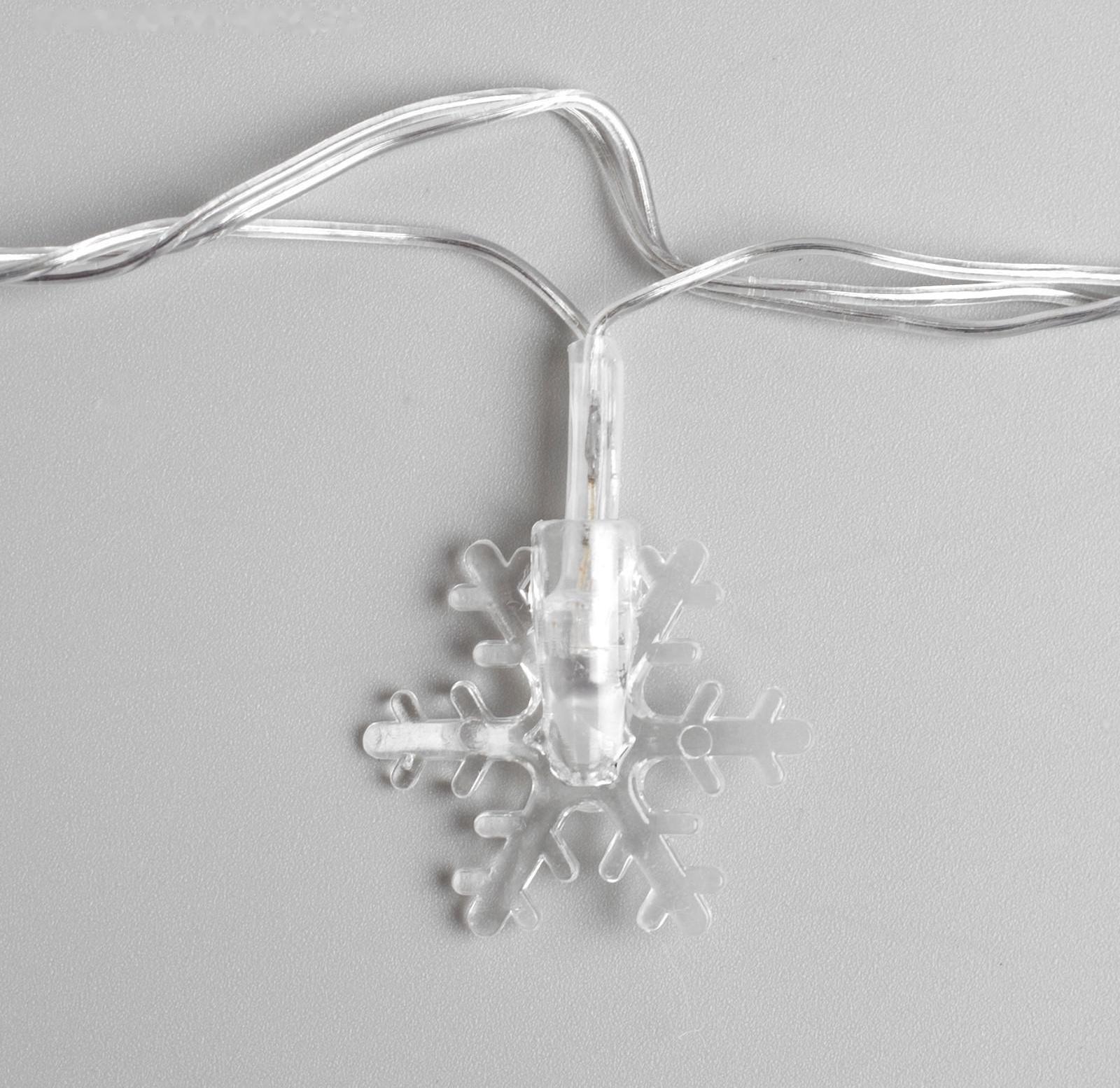 Гирлянда «Нить» 5 м с насадками «Снежинки малые», IP20, прозрачная нить, 20 LED, свечение мульти (RG/RB), мигание, 220 В