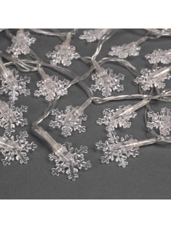 Гирлянда «Нить» 5 м с насадками «Снежинки малые», IP20, прозрачная нить, 20 LED, свечение мульти (RG/RB), мигание, 220 В