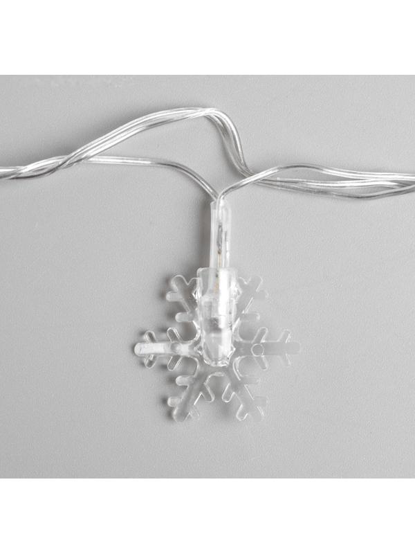Гирлянда «Нить» 5 м с насадками «Снежинки малые», IP20, прозрачная нить, 20 LED, свечение мульти (RG/RB), мигание, 220 В