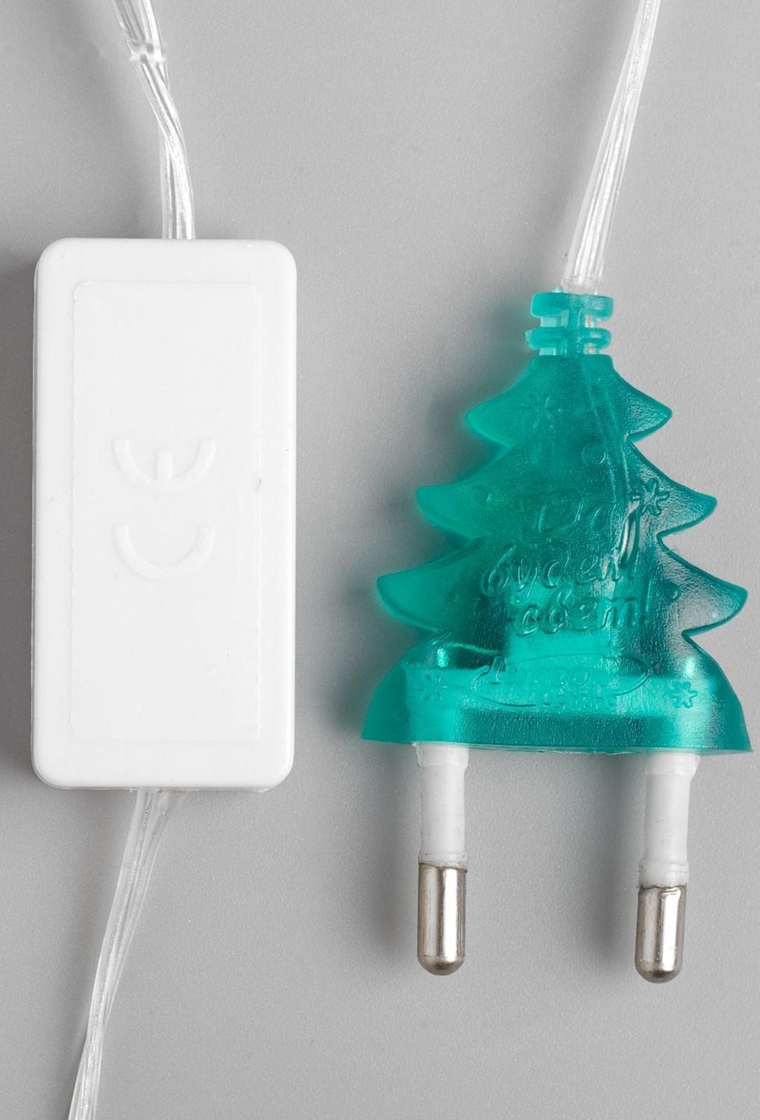 Гирлянда «Нить» 5 м с насадками «Шарики белые», IP20, прозрачная нить, 20 LED, свечение мульти (RG/RB), мигание, 220 В