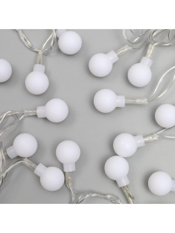 Гирлянда «Нить» 5 м с насадками «Шарики белые», IP20, прозрачная нить, 20 LED, свечение мульти (RG/RB), мигание, 220 В