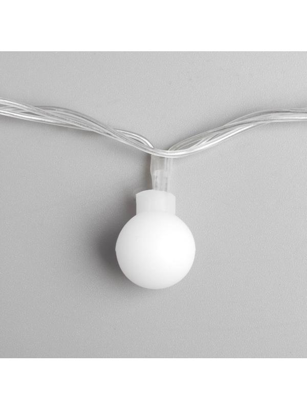 Гирлянда «Нить» 5 м с насадками «Шарики белые», IP20, прозрачная нить, 20 LED, свечение мульти (RG/RB), мигание, 220 В