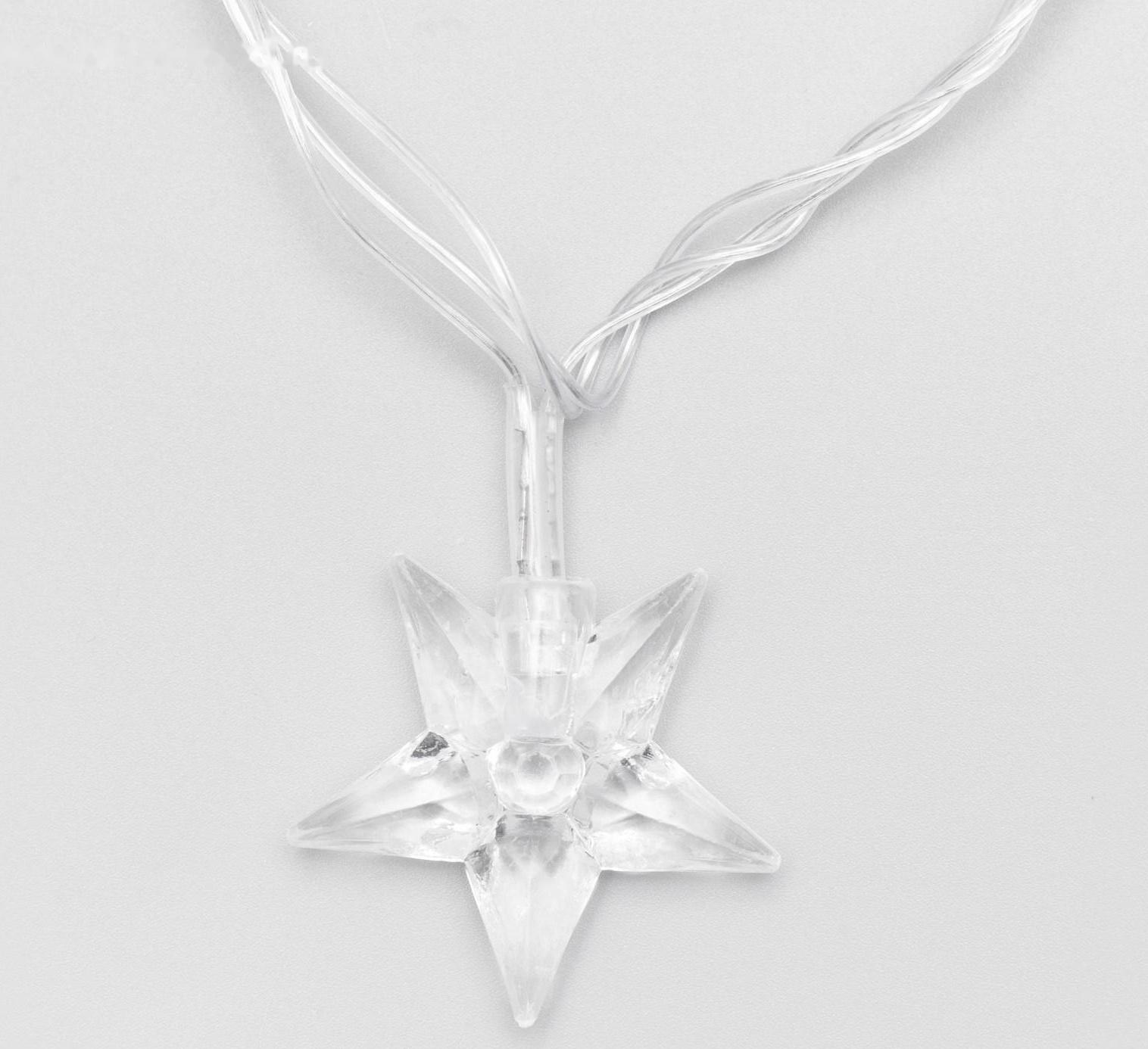 Гирлянда «Нить» 5 м с насадками «Звезда средняя», IP20, прозрачная нить, 20 LED, свечение мульти (RG/RB), мигание, 220 В