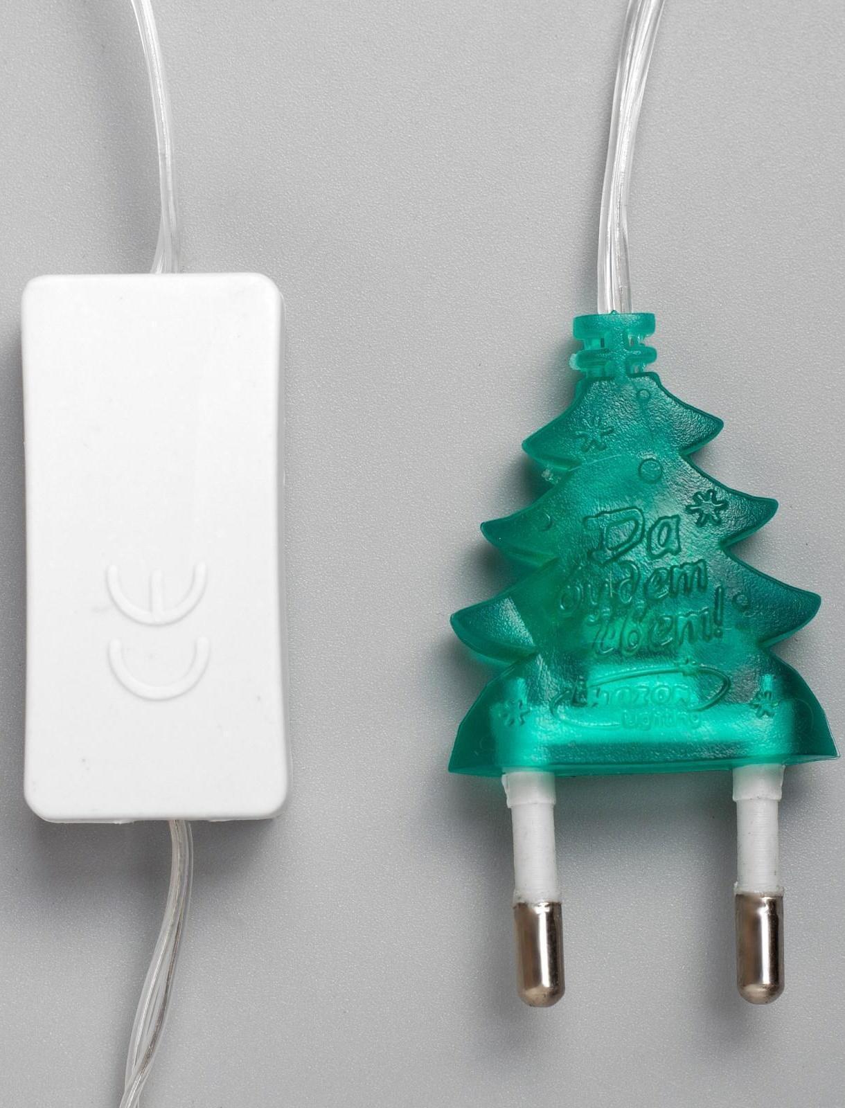 Гирлянда «Нить» 5 м с насадками «Звезда в крапинку», IP20, прозрачная нить, 20 LED, свечение мульти (RG/RB), мигание, 220 В