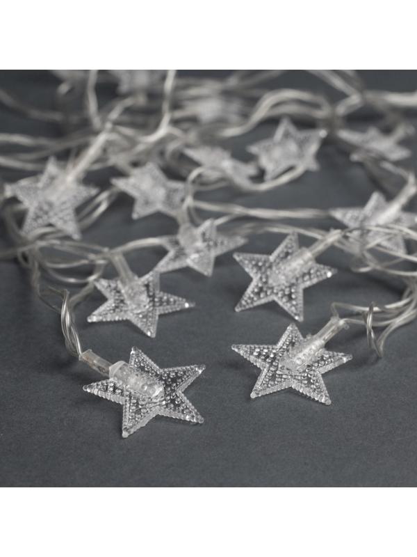 Гирлянда «Нить» 5 м с насадками «Звезда в крапинку», IP20, прозрачная нить, 20 LED, свечение мульти (RG/RB), мигание, 220 В