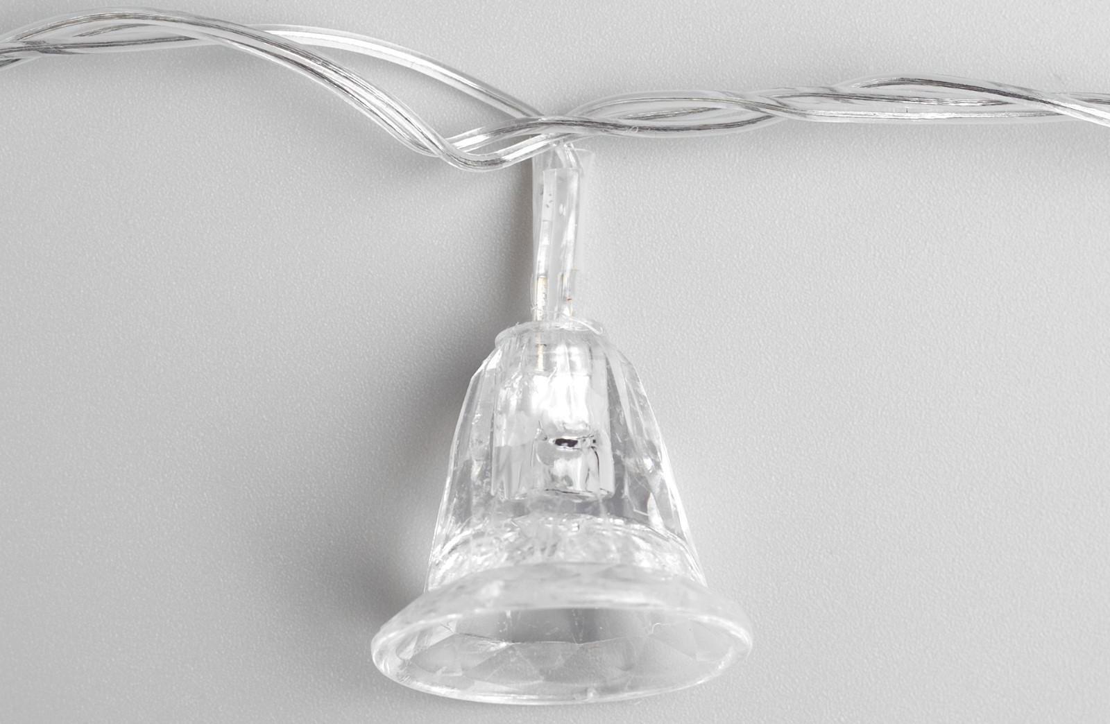 Гирлянда «Нить» 5 м с насадками «Колокольчики», IP20, прозрачная нить, 20 LED, свечение мульти (RG/RB), мигание, 220 В