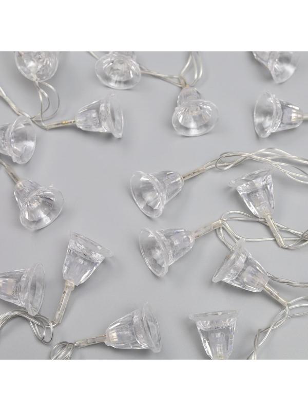 Гирлянда «Нить» 5 м с насадками «Колокольчики», IP20, прозрачная нить, 20 LED, свечение мульти (RG/RB), мигание, 220 В