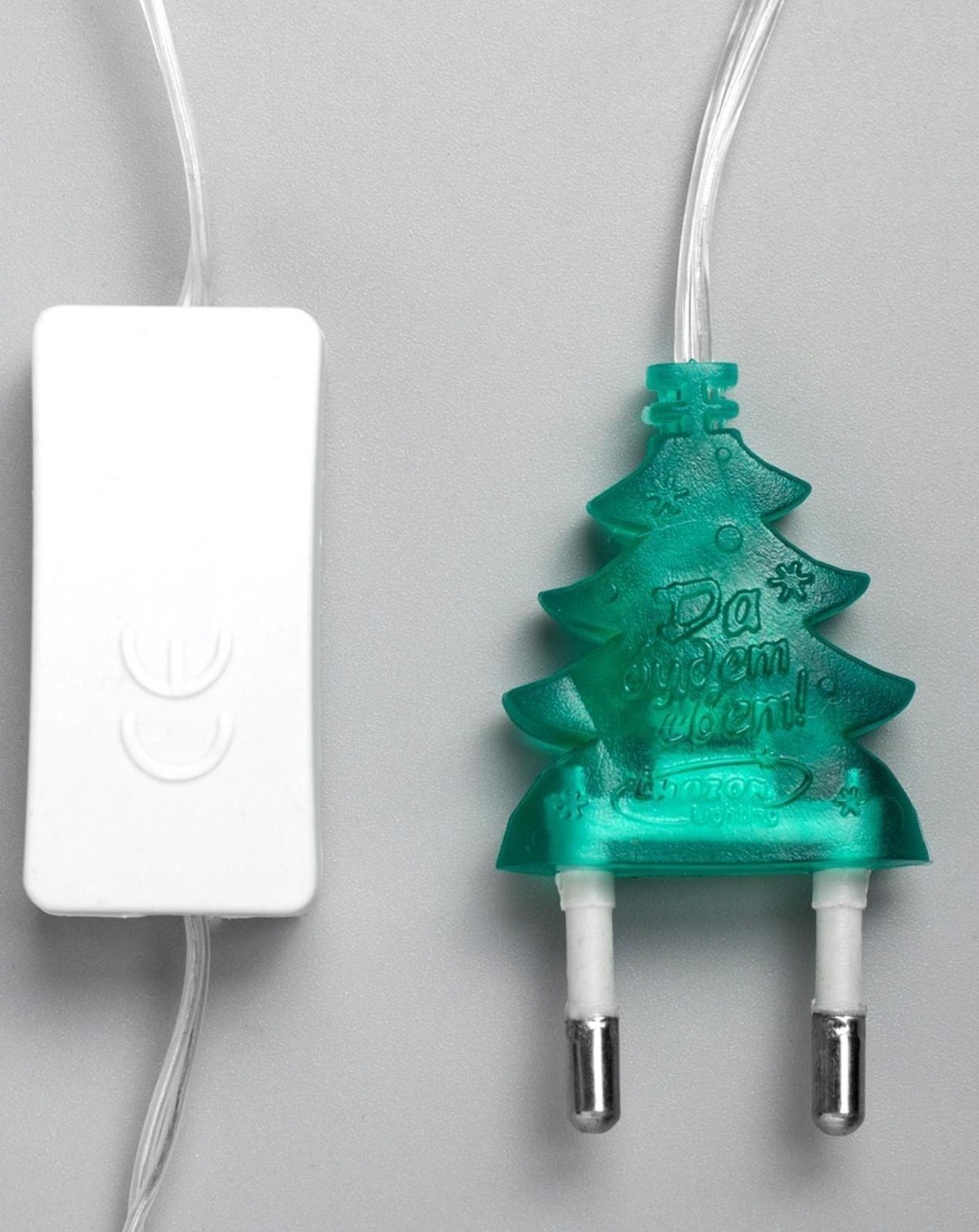 Гирлянда «Нить» 5 м с насадками «Ёжики», IP20, прозрачная нить, 20 LED, свечение мульти (RG/RB), мигание, 220 В