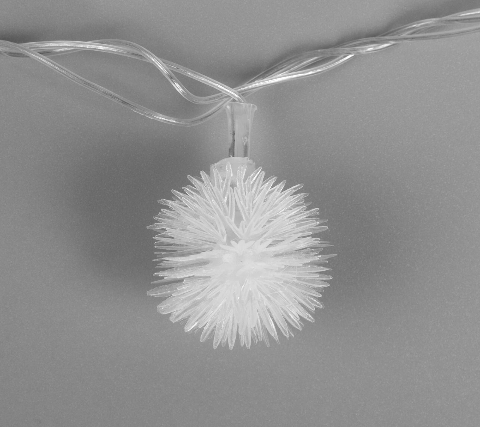 Гирлянда «Нить» 5 м с насадками «Ёжики», IP20, прозрачная нить, 20 LED, свечение мульти (RG/RB), мигание, 220 В