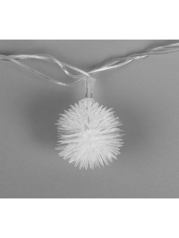 Гирлянда «Нить» 5 м с насадками «Ёжики», IP20, прозрачная нить, 20 LED, свечение мульти (RG/RB), мигание, 220 В