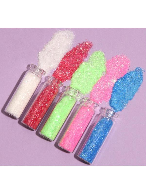 Блёстки для декора, мелкие, набор 12 бутылочек, разноцветные