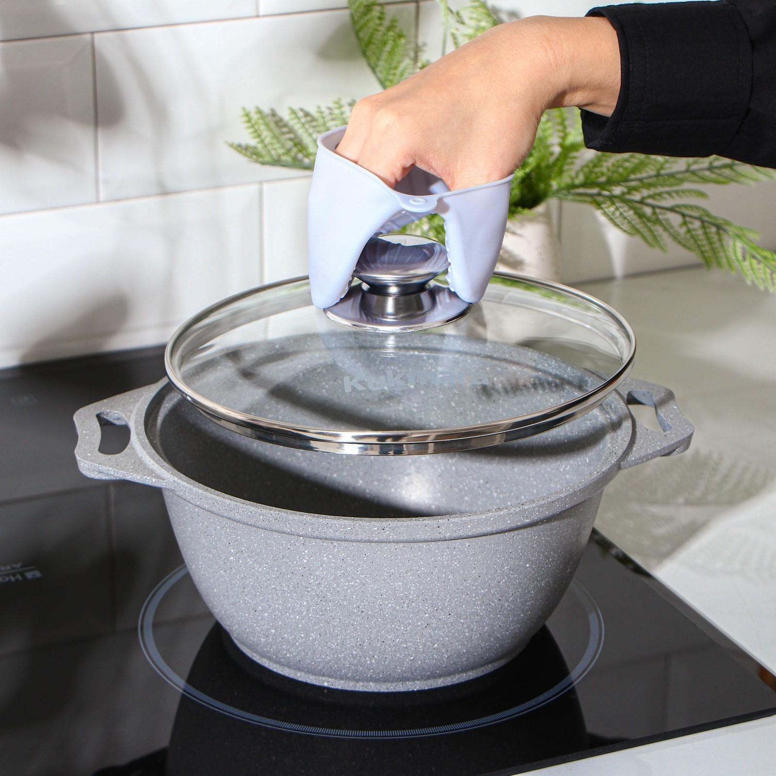 Прихватка для горячего Доляна «Ребрис», силикон,11×8×7 см, цвет васильковый