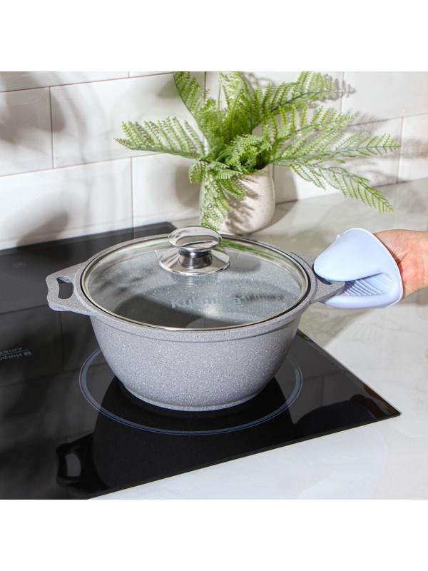 Прихватка для горячего Доляна «Ребрис», силикон,11×8×7 см, цвет васильковый