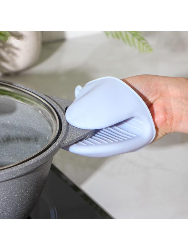 Прихватка для горячего Доляна «Ребрис», силикон,11×8×7 см, цвет васильковый