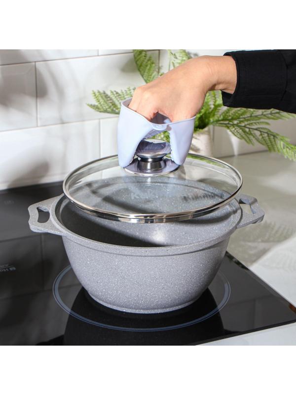 Прихватка для горячего Доляна «Ребрис», силикон,11×8×7 см, цвет васильковый