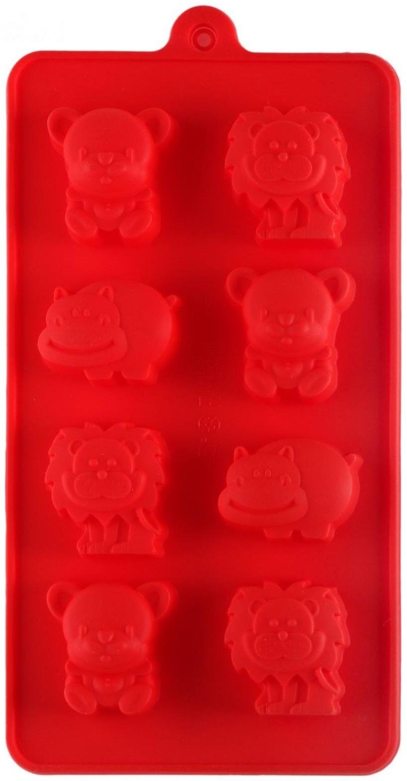 Форма для льда и кондитерских украшений Доляна «Зоопарк», 21×10 см, 8 ячеек, цвет МИКС