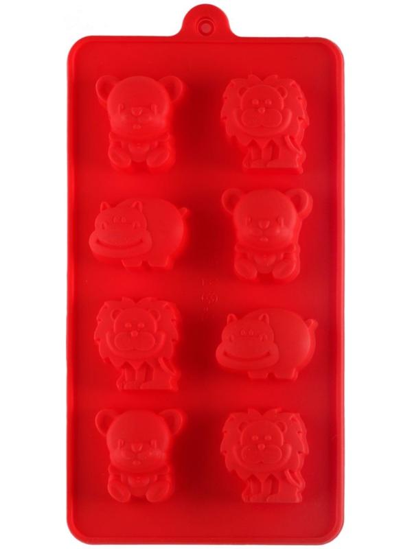 Форма для льда и кондитерских украшений Доляна «Зоопарк», 21×10 см, 8 ячеек, цвет МИКС