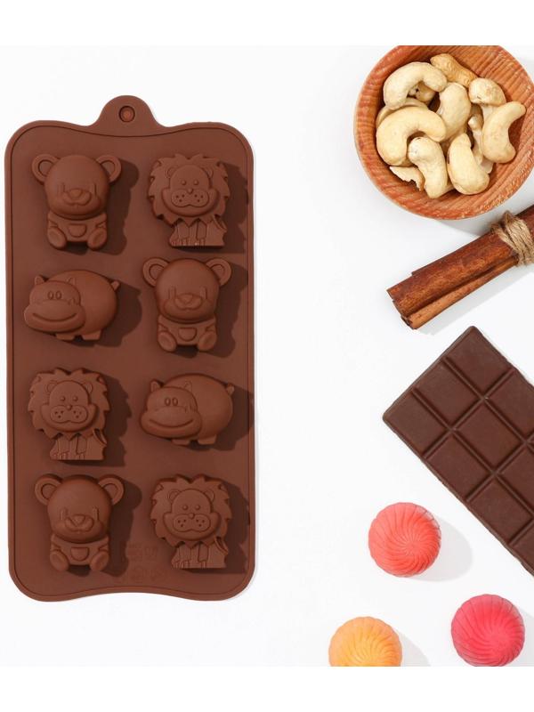 Форма для льда и кондитерских украшений Доляна «Зоопарк», 21×10 см, 8 ячеек, цвет МИКС