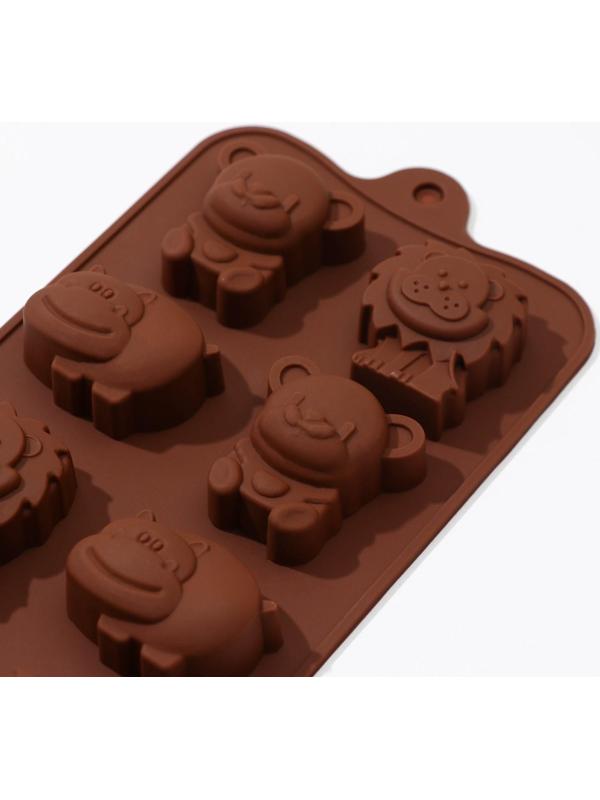 Форма для льда и кондитерских украшений Доляна «Зоопарк», 21×10 см, 8 ячеек, цвет МИКС