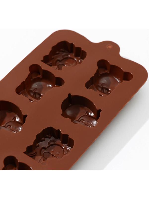 Форма для льда и кондитерских украшений Доляна «Зоопарк», 21×10 см, 8 ячеек, цвет МИКС