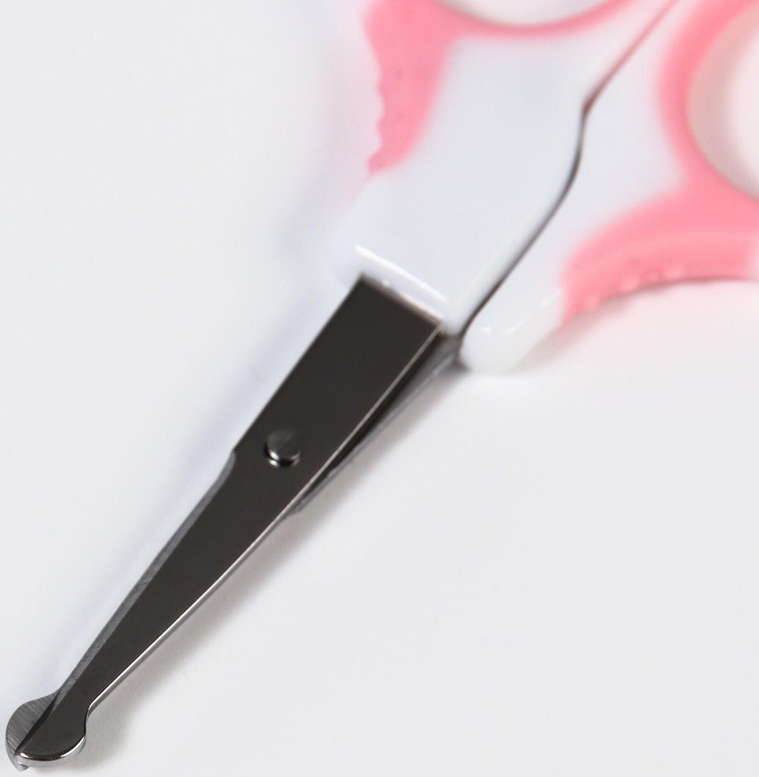 Ножницы детские безопасные, маникюрные, с чехлом, от 0 мес., цвета МИКС