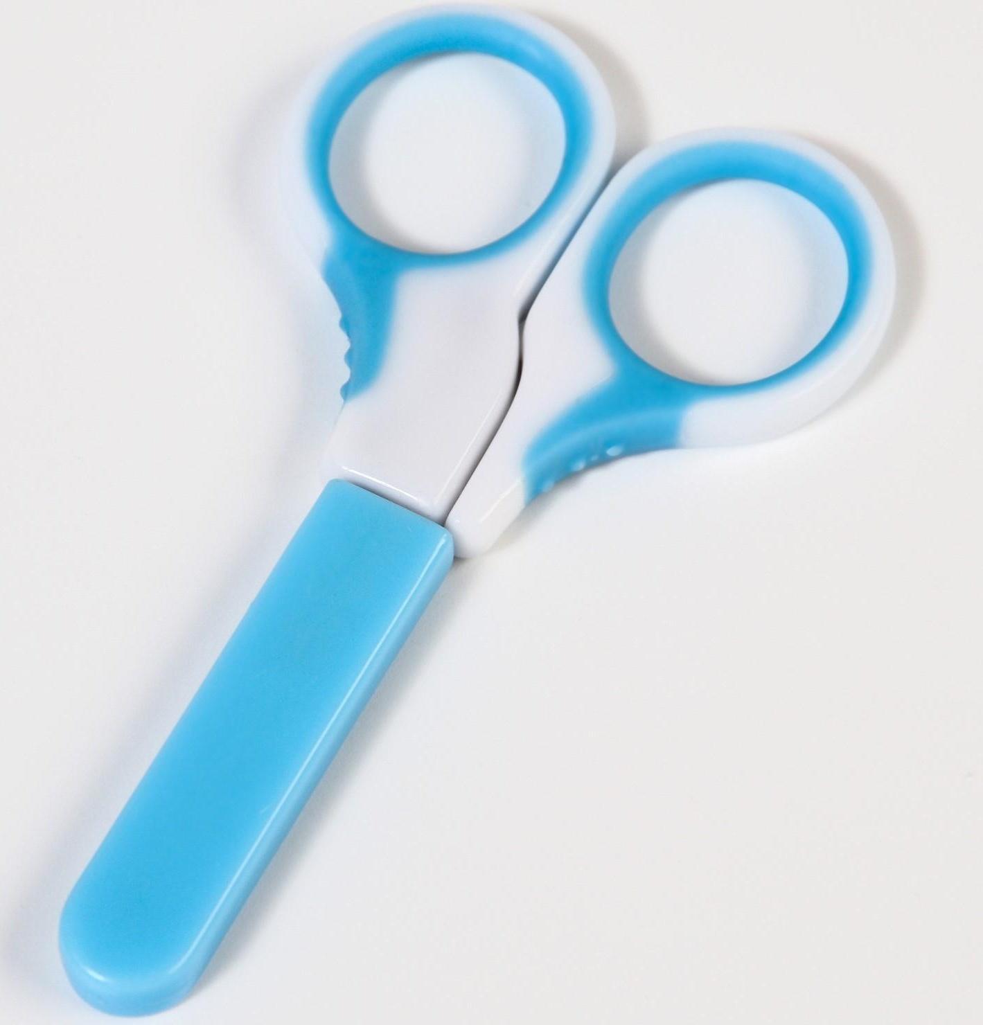 Ножницы детские безопасные, маникюрные, с чехлом, от 0 мес., цвета МИКС