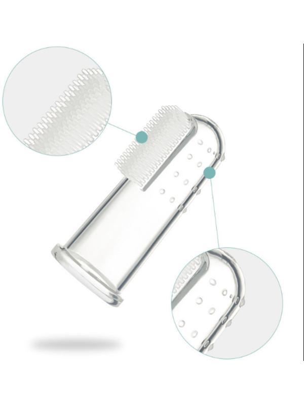 Детская зубная щетка, прорезыватель - массажер, силиконовая, на палец от 3 мес.