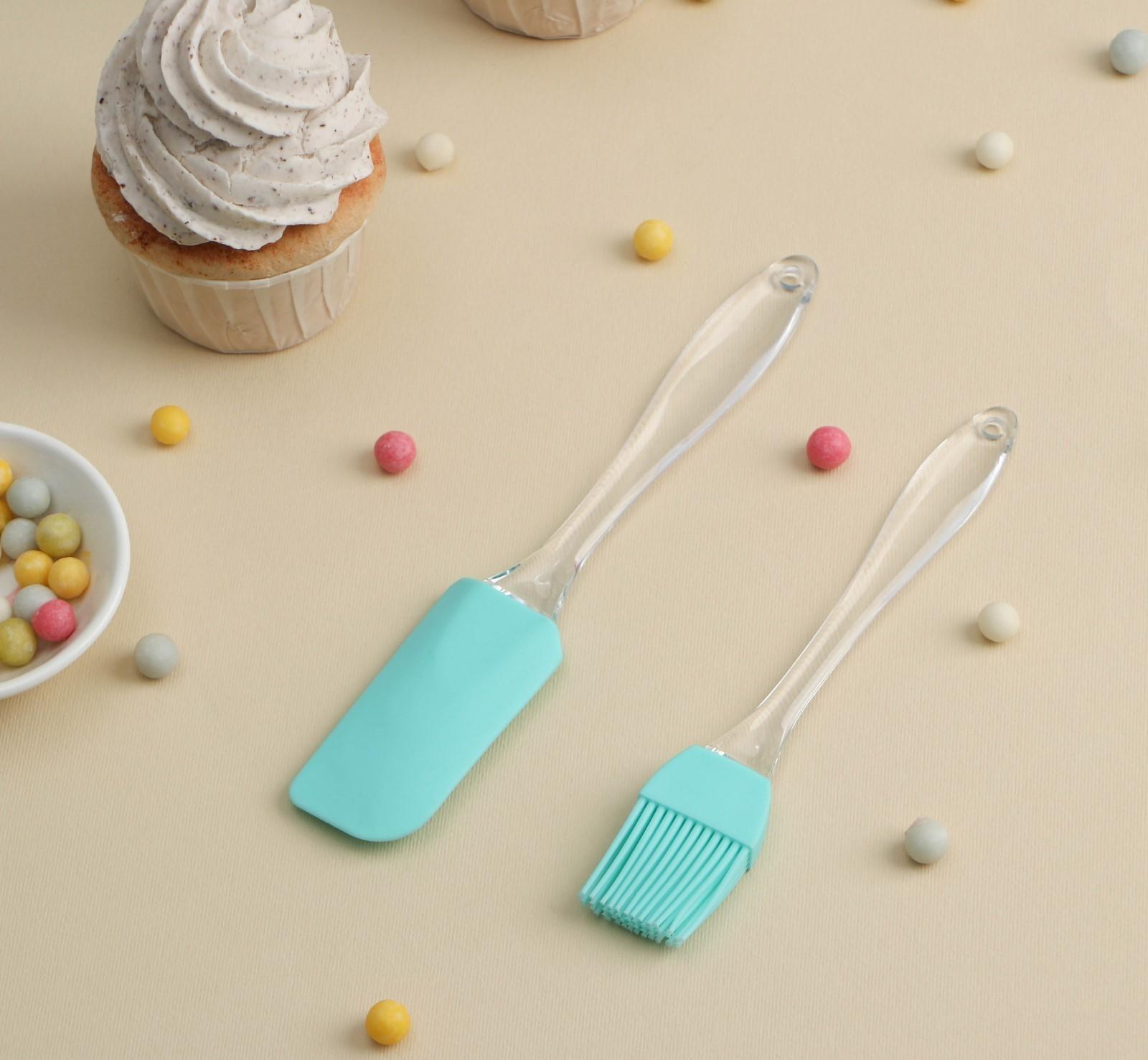 Набор для выпечки Доляна «Лёд», 2 предмета: лопатка, кисть, цвет МИКС