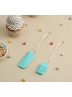 Набор для выпечки Доляна «Лёд», 2 предмета: лопатка, кисть, цвет МИКС