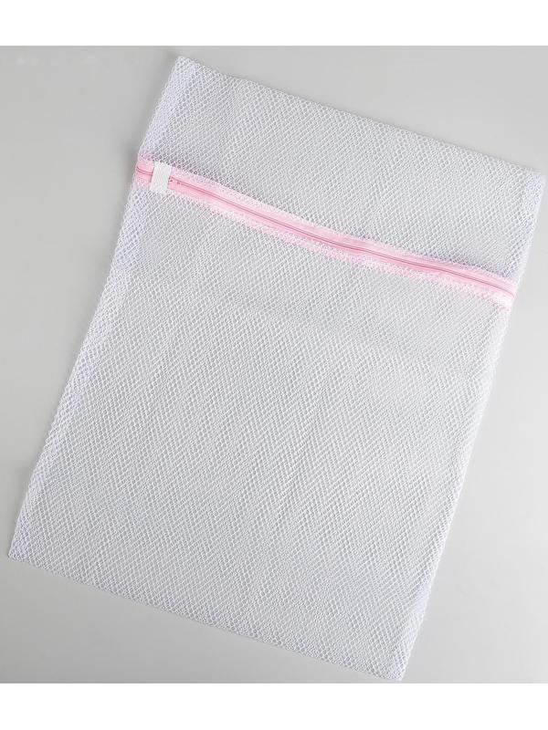 Мешок для стирки белья Доляна, 40×50 см, крупная сетка, цвет белый