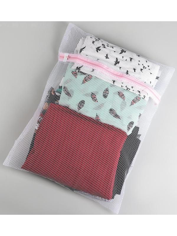 Мешок для стирки белья Доляна, 40×50 см, крупная сетка, цвет белый