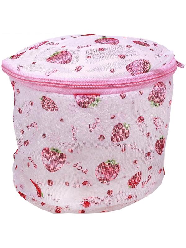 Мешок для стирки белья с диском Доляна, 15×15×13 см, двухслойный, крупная сетка, рисунок МИКС