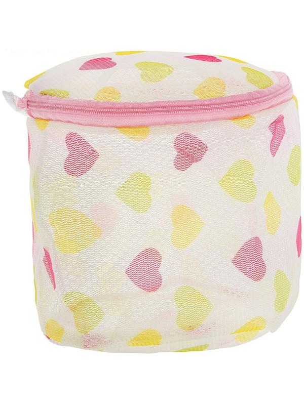 Мешок для стирки белья с диском Доляна, 15×15×13 см, двухслойный, крупная сетка, рисунок МИКС