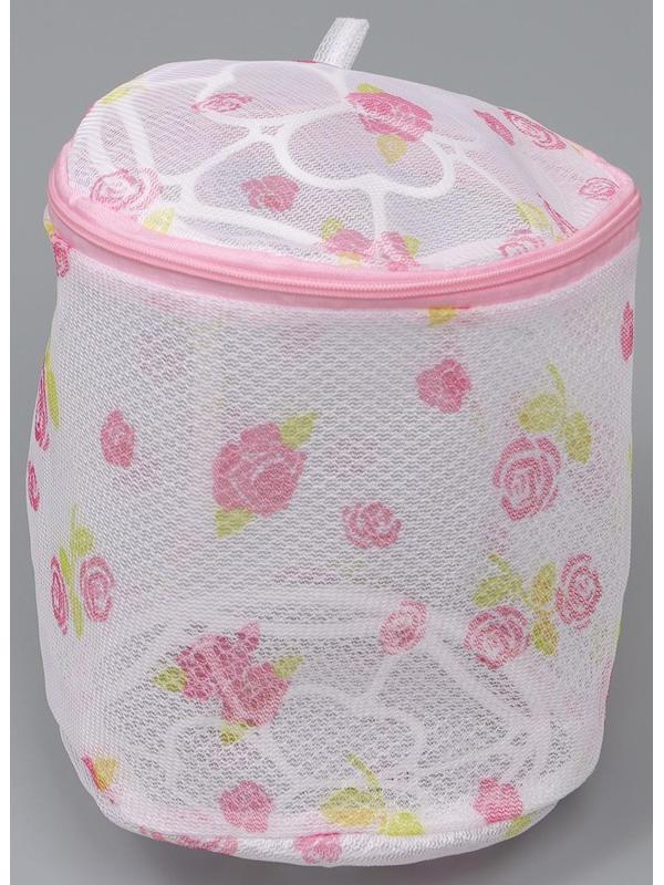 Мешок для стирки белья с диском Доляна, 15×15×13 см, двухслойный, крупная сетка, рисунок МИКС