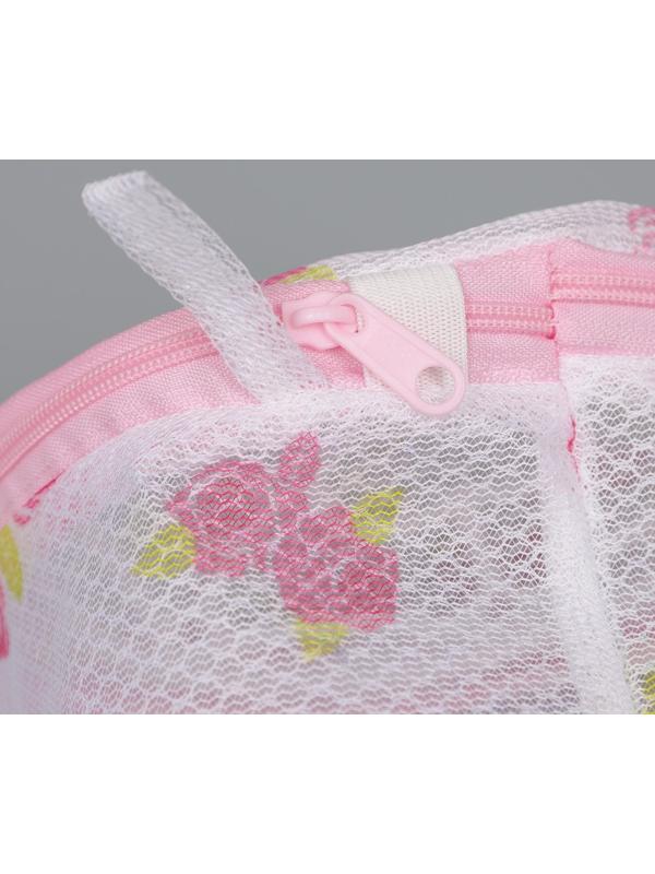 Мешок для стирки белья с диском Доляна, 15×15×13 см, двухслойный, крупная сетка, рисунок МИКС