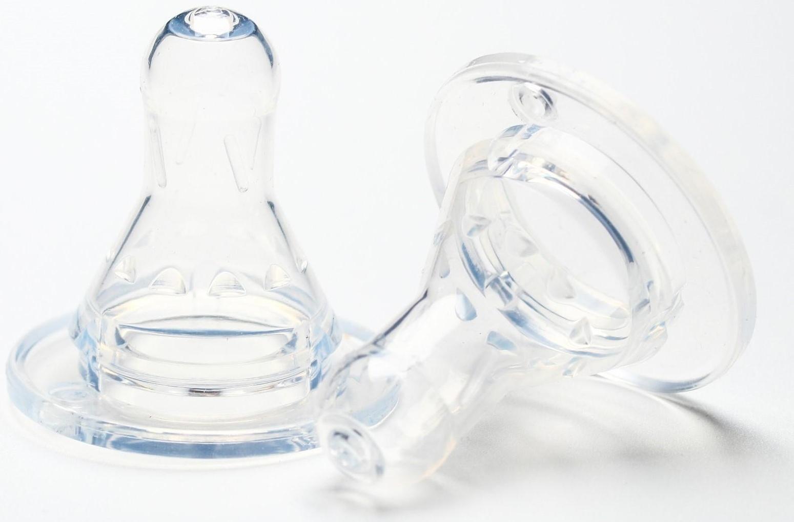 Набор силиконовых сосок на бутылочку, 2 шт., от 6 мес., быстрый поток, для густ.смесей