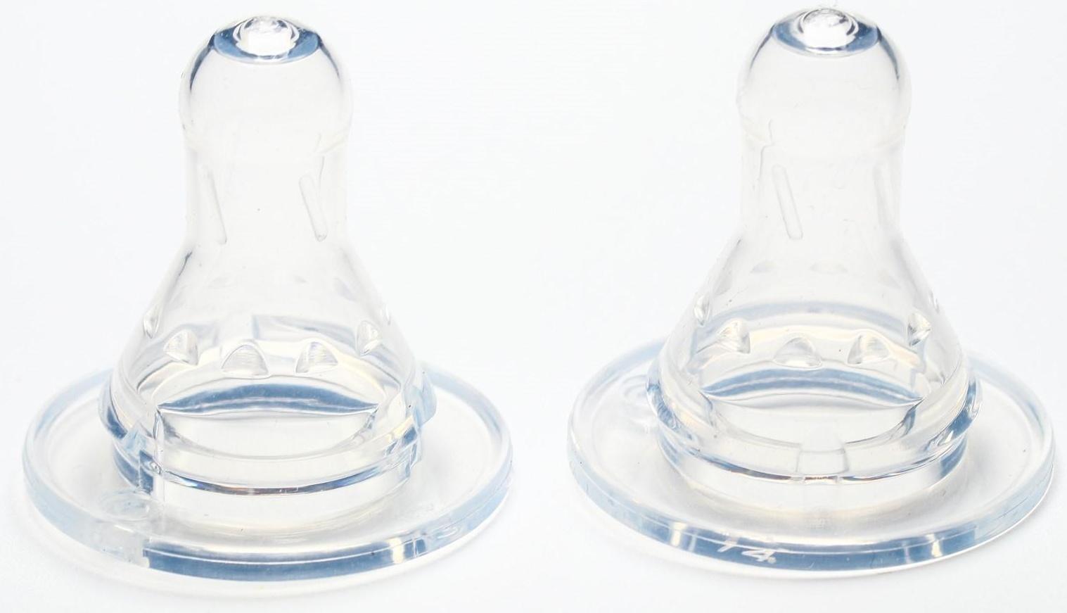 Набор силиконовых сосок на бутылочку, 2 шт., от 6 мес., быстрый поток, для густ.смесей