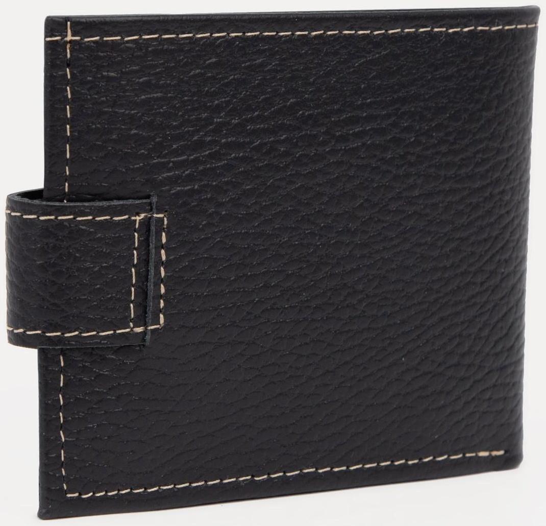 Портмоне на кнопке, для купюр, для карт, для монет, цвет чёрный