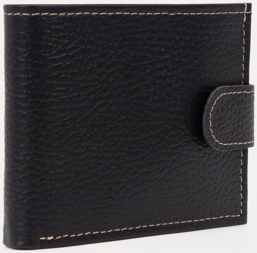 Портмоне на кнопке, для купюр, для карт, для монет, цвет чёрный