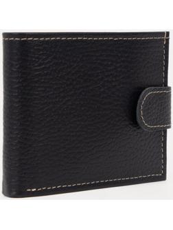 Портмоне на кнопке, для купюр, для карт, для монет, цвет чёрный