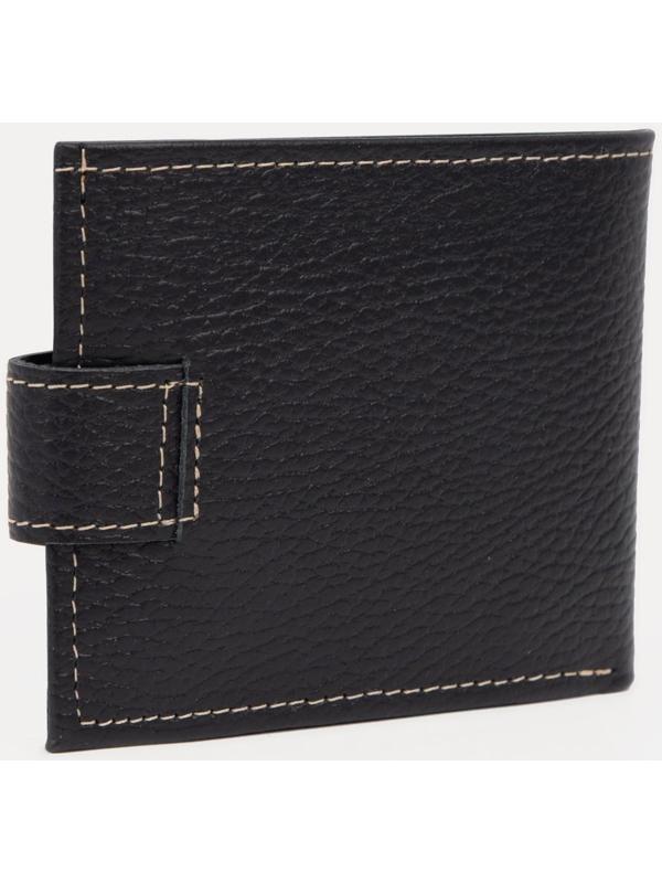 Портмоне на кнопке, для купюр, для карт, для монет, цвет чёрный