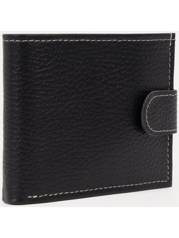 Портмоне на кнопке, для купюр, для карт, для монет, цвет чёрный