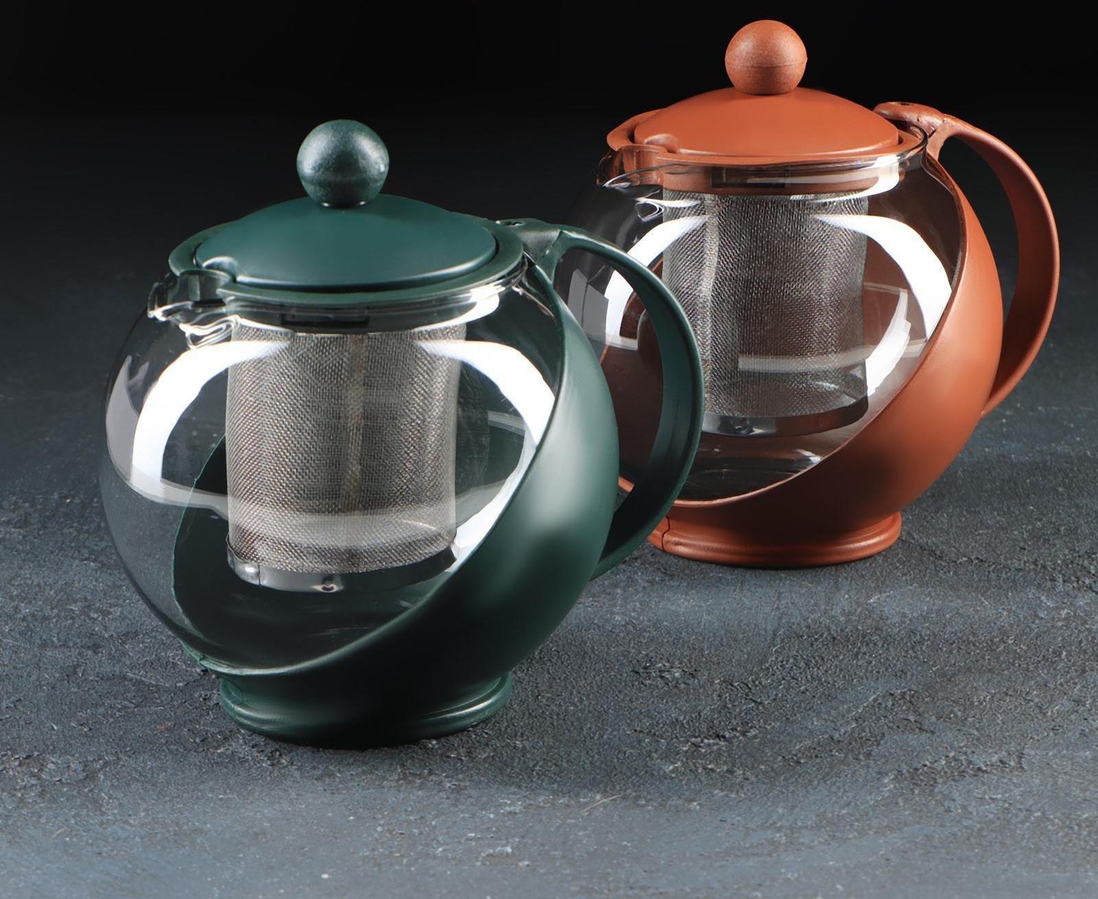 Чайник стеклянный заварочный «Забота» матовый, 700 мл, с металлическим ситом, цвета МИКС