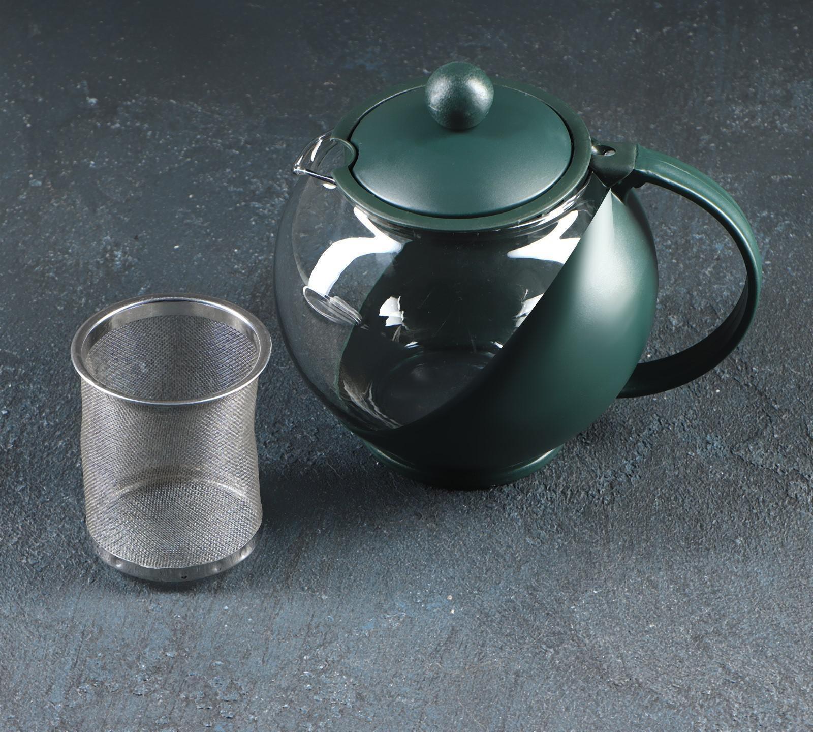 Чайник стеклянный заварочный «Забота» матовый, 700 мл, с металлическим ситом, цвета МИКС