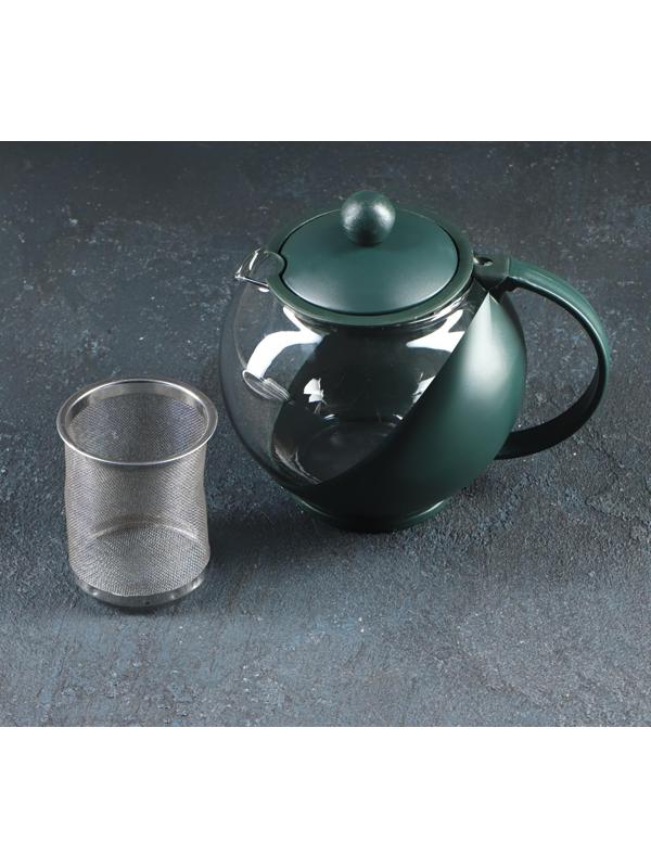 Чайник стеклянный заварочный «Забота» матовый, 700 мл, с металлическим ситом, цвета МИКС