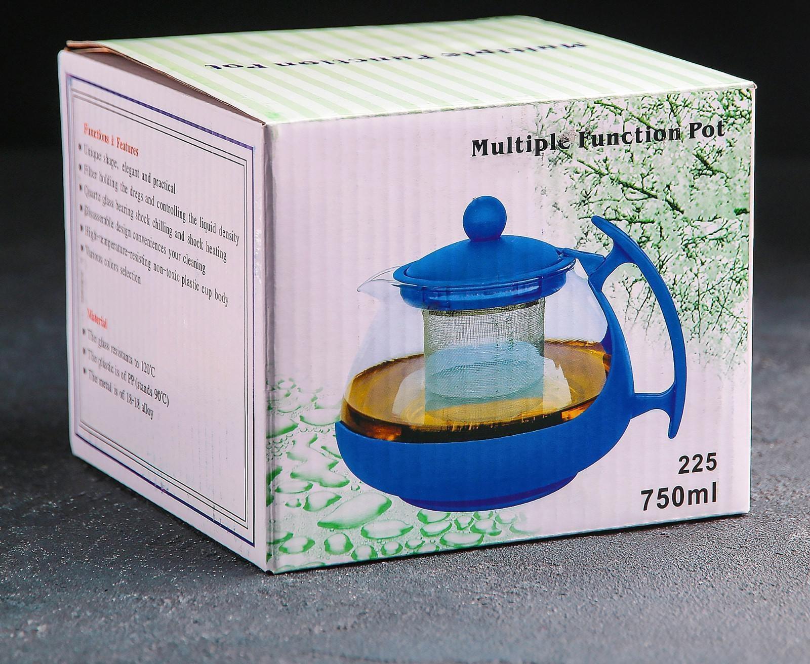 Чайник стеклянный заварочный «Фантазия», 750 мл, с металлическим ситом, цвет МИКС