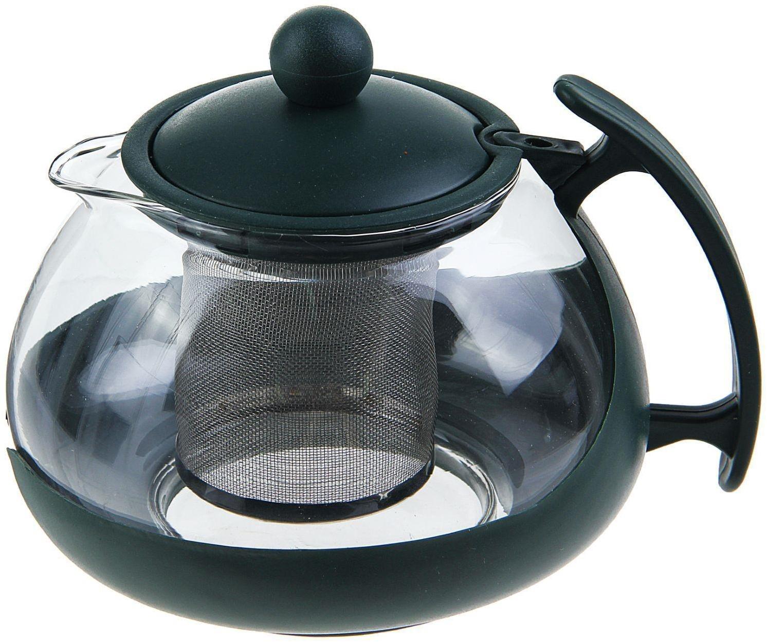 Чайник стеклянный заварочный «Фантазия», 750 мл, с металлическим ситом, цвет МИКС