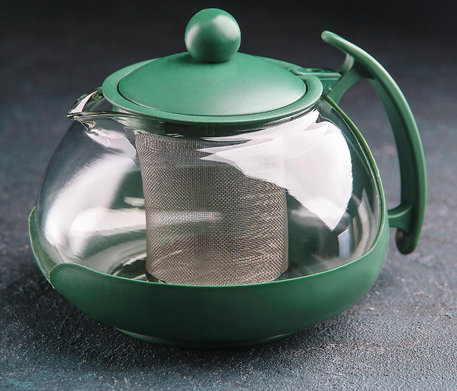 Чайник стеклянный заварочный «Фантазия», 750 мл, с металлическим ситом, цвет МИКС