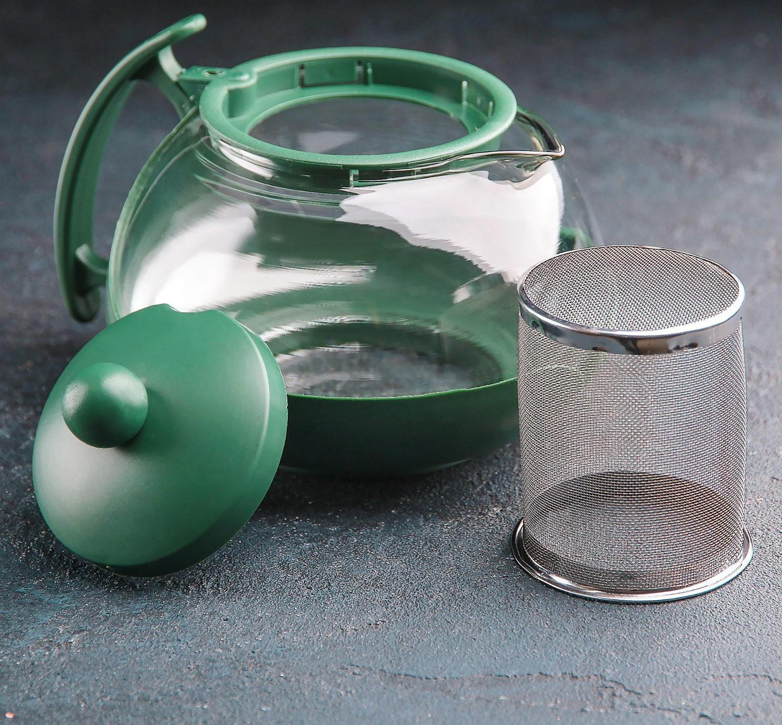 Чайник стеклянный заварочный «Фантазия», 750 мл, с металлическим ситом, цвет МИКС