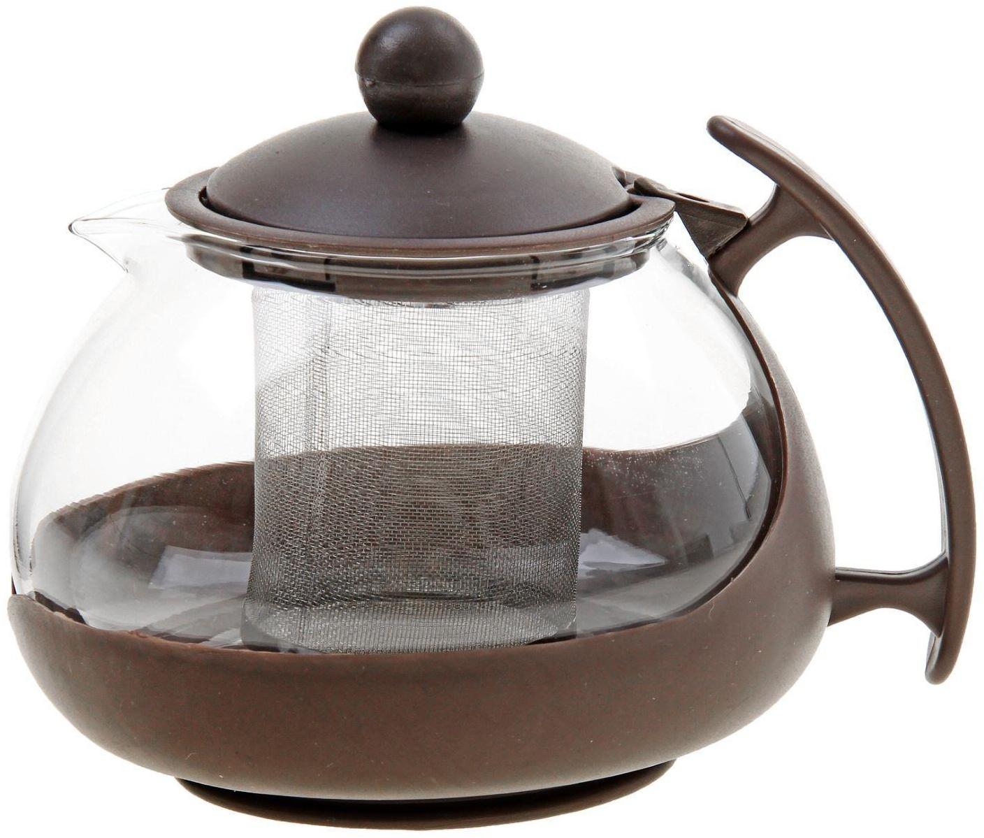 Чайник стеклянный заварочный «Фантазия», 750 мл, с металлическим ситом, цвет МИКС